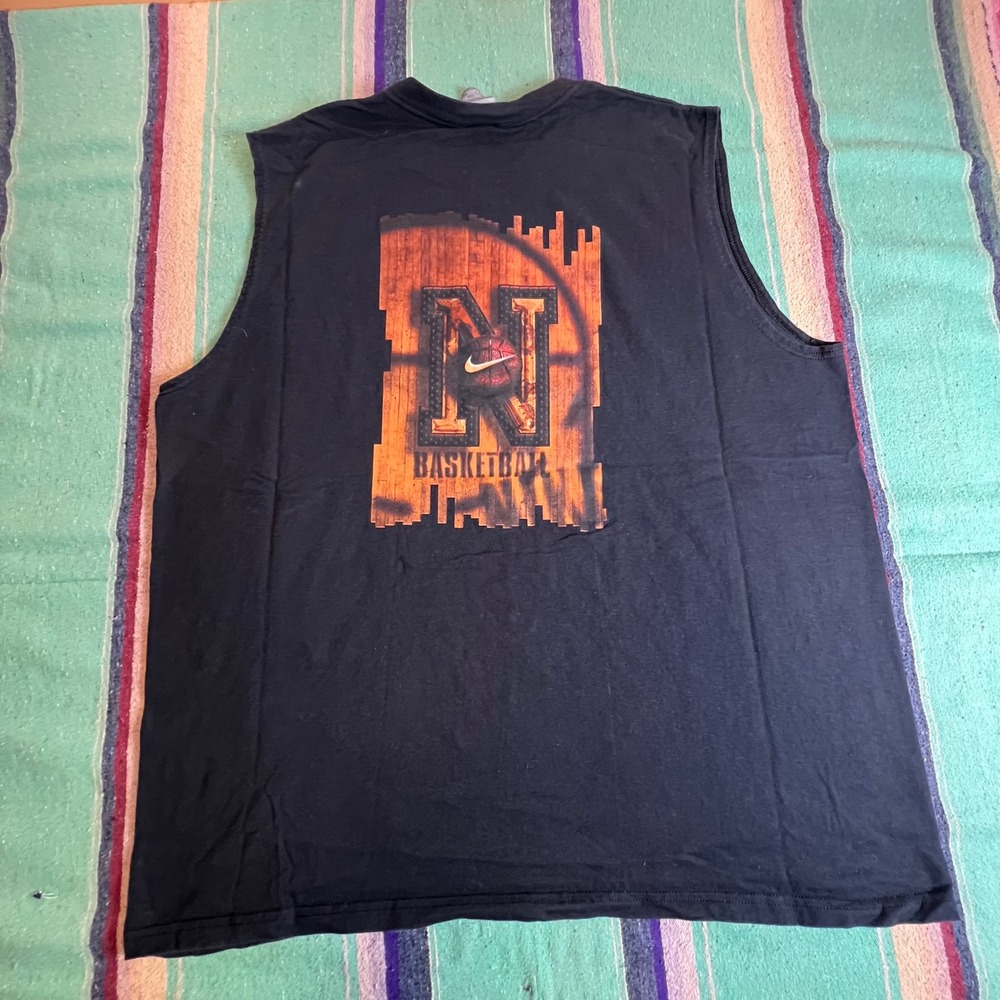 Vintage nike Basketball Muscle Tank Mens XXL Black Graphic Sleeveless TShirt Tee